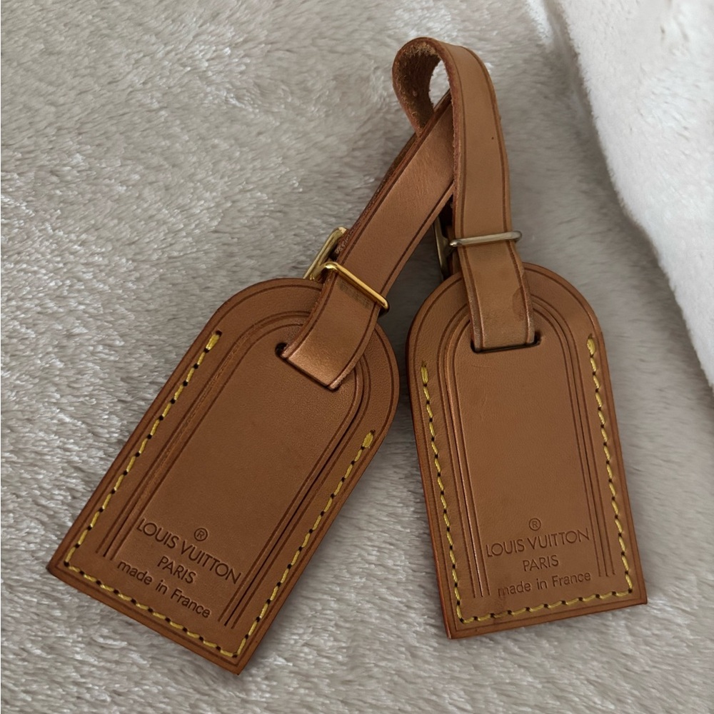 Louis Vuitton Tan Leather Bag Tags